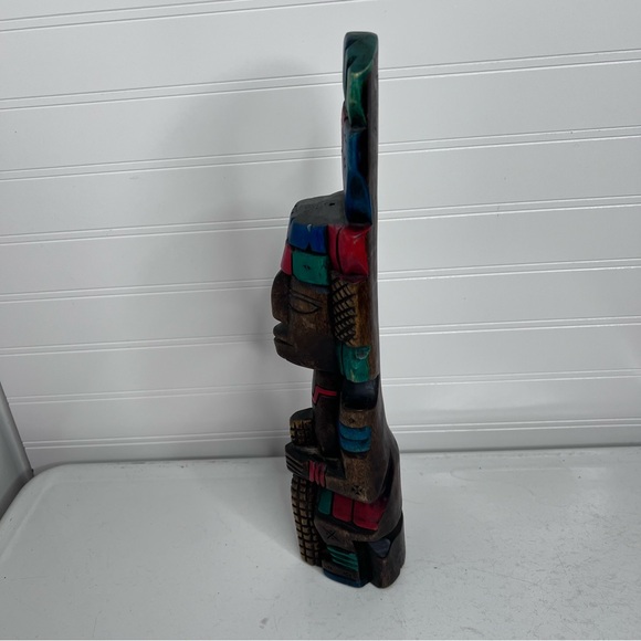 aztec wooden carved wood painted totem - Picture 6 of 13